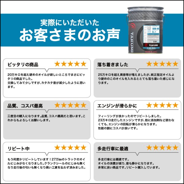 画像5: エンジンオイル 20L ペール缶 10W-40 ディーゼル車専用 化学合成油HIVI TAKUMIモーターオイル 送料無料 AID SEAL (5)