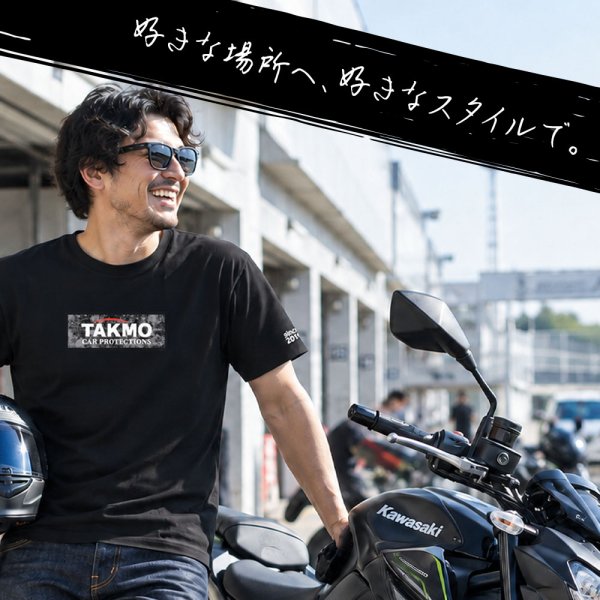 画像7: TAKMO オリジナルTシャツ 綿100％ 選べる2種類デザイン S・M・L・LL しっかり生地 黒 ブラック シンプルＴシャツ 送料無料 (7)