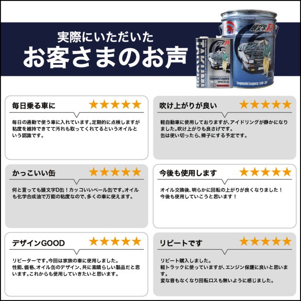 画像16: 【期間限定価格】頭文字D エンジンオイル 5W-30 4L SP/RC GF-6A ガソリン車 化学合成油 合成油 API取得 TAKUMIモーターオイル 自動車用エンジンオイル 送料無料 LL 5W-30 (16)