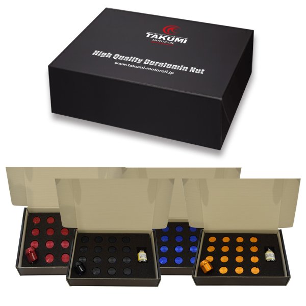 画像9: ホイールナット ジュラルミン製ナット  袋型 25mm M12 P1.25 P1.5 16本セット FF/4穴用  ロックあり TAKUMIモーターオイル ロゴ入り 送料無料 logo1-8 (9)