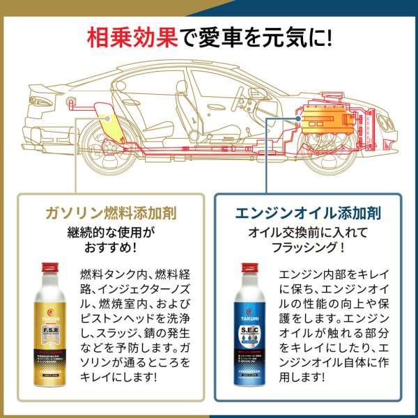 画像12: 添加剤 エンジンオイル添加剤 オイル添加剤 エンジン内部洗浄剤 フラッシング 内部洗浄剤 洗浄 300ml×3本 ガソリン車 ディーゼル車 TAKUMIモーターオイル SEC3 (12)