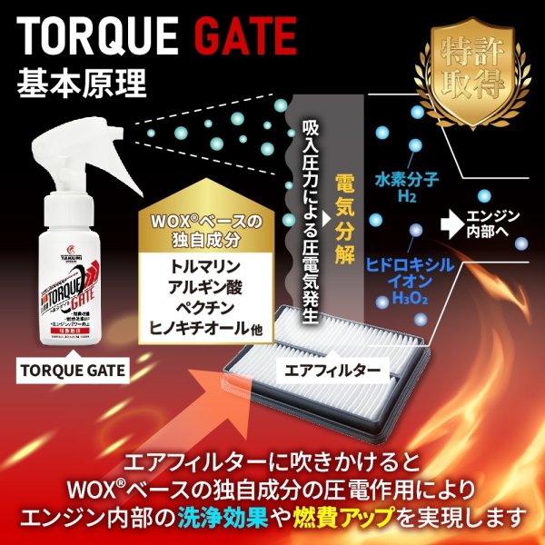 画像5: トルクゲイト トルクアップ 燃費改善 エアフィルター 燃焼効率改善スプレー 特許取得済み 自動車 二輪 1本スプレーするだけ 自然由来の安全成分使用 効果実感 有害ガス減少 ガソリン ディーゼル ハイブリッド クリーンディーゼル 遅効性 トルクゲイト (5)