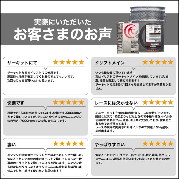 画像7: エンジンオイル 10W-60 5L+添加剤セット ガソリン ディーゼル 化学合成油 エンジンオイル 4輪 PAO HIVI レーシングサーキット TAKUMIモーターオイル 送料無料 X-TREME 10W-60 (7)