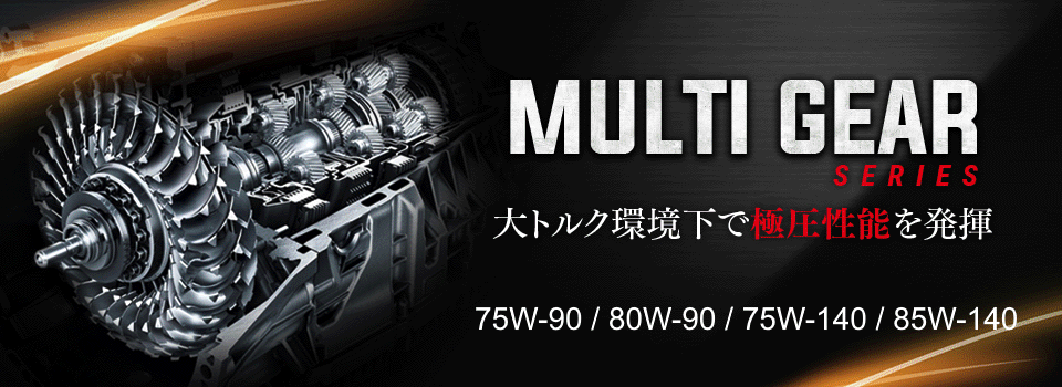 TAKUMIモーターオイル製品ラインナップバナー【MULTI GEAR SERIES】大トルク環境下で極圧性能を発揮